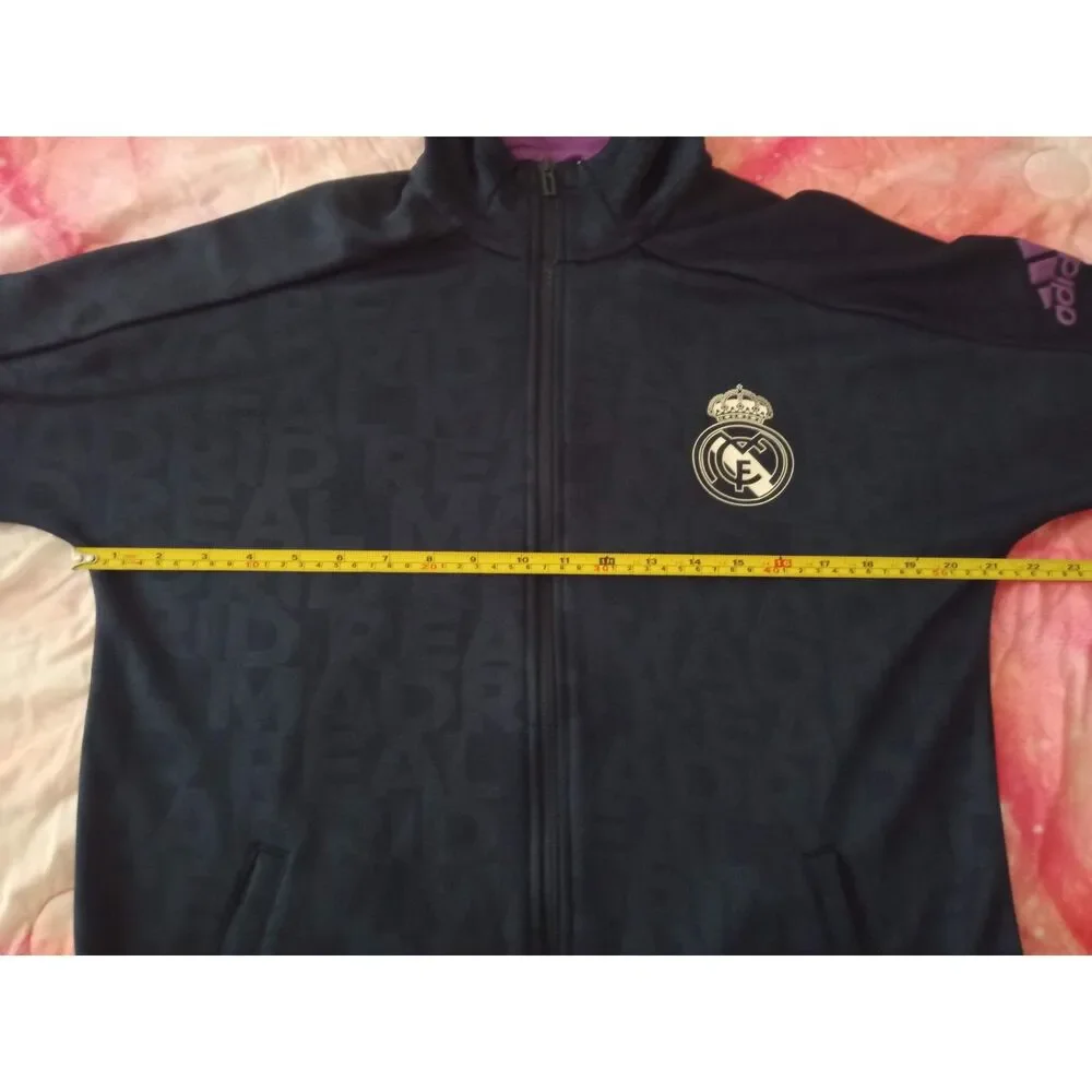 Adidas Real Madrid Navy Blue & Purple Hoodie Tracksuit Top Jacket Men's Medium
